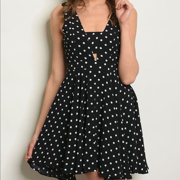 Polka Dot Dress Black and White Cutout - Picture 1 of 7